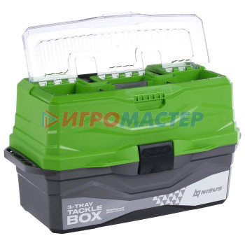 Ящик для снастей Tackle Box NISUS трёхполочный, цвет зелёный