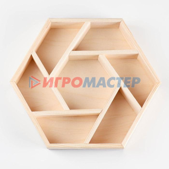 Ящик деревянный "Шестигранник" с перегородками 28х24,5х5 см, цвет натуральный