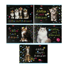 Альбом для рисования А4, 32 листа на скрепке "МУРчат коты", обложка мелованный картон, блок 100 г/м2, МИКС
