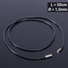Корейская вощёная нить, 50см, d=1,5мм, цвет чёрный