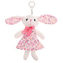 Мягкая игрушка «Зайка в платье», на брелоке, цвет розовый