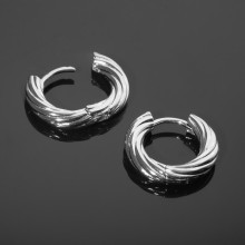 Швензы-кольца родированные "Рельеф" d=20мм, цвет серебро