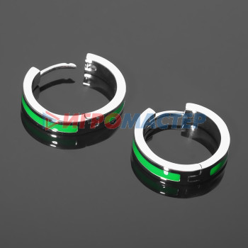 Фурнитура для бижутерии Швензы-кольца родированные "Локо" d=20мм, цвет зелёный в серебре