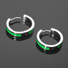 Швензы-кольца родированные "Локо" d=20мм, цвет зелёный в серебре
