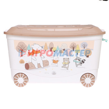 Ящик для игрушек «Зверушки на опушке», на колёсах, с декором, 580 × 390 × 335 мм