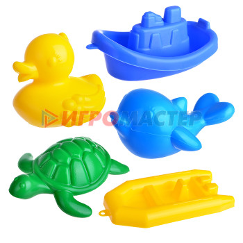 Игрушки для ванны, пластизоль Набор для купания (дельфин,черепаха,уточка,кораблик,лодочка)