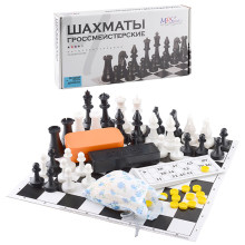 Набор игр &quot;Интеллект&quot; 4 в 1  шахматы гроссмейстерские, лото,шашки, домино (пластик) шахматное поле.