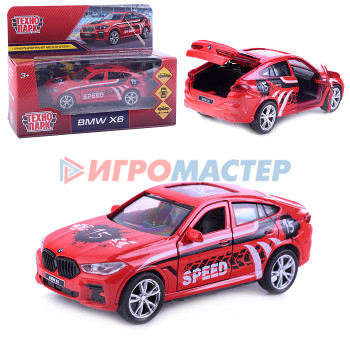 Коллекционные модели Машина металл BMW X6 Спорт 12 см,( двери, багаж, красный) инер, в коробке