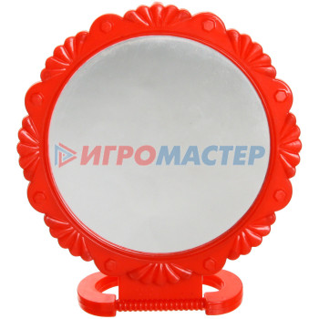 Зеркало настольное в пластиковой оправе "Резная окантовка" круг, подвесное d-19,5см (Стикер на минивложение)