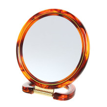 Зеркало настольное двухстороннее в пластиковой оправе "Янтарь" круглое, подвесное d-18см