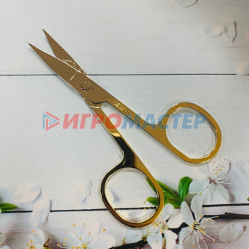 Ножницы маникюрные на блистере "Ultramarine", овальные кольца, широкие, ручки цвет золото, 8см