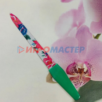 Пилка для ногтей металлическая на блистере "Ультрамарин - Цветы", цвет ручки микс, цвет пилки микс,15,5см.
