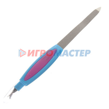 Пилка для ногтей металлическая с триммером на блистере "Ultramarine - Радуга", цвет ручки микс,16,5см.