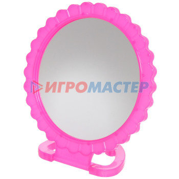 Зеркало настольное в пластиковой оправе "Лепестки", круг, подвесное d-17см (Стикер на минивложение10шт)