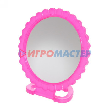 Зеркало настольное в пластиковой оправе "Лепестки", круг, подвесное d-17см (Стикер на минивложение10шт)
