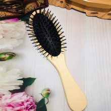 Расческа массажная деревянная "Beautiful hairstyle", форма овал, пластиковые зубья, 21см