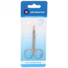 Ножницы маникюрные на блистере "Ultramarine", круглые кольца, широкие, цвет серебро, 9см