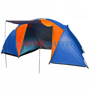 Палатка кемпинговая Jesolo-4 двухслойная, (150+130+150)*220*170 см, цвет оранжево-синий