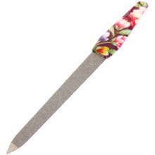 Пилка для ногтей металлическая "Цветочный принт", цвет ручки микс, 14см