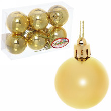 Новогодние шары 4 см (набор 6 шт) "Глянец", золотой