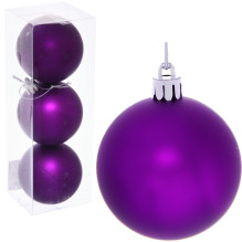 Новогодние шары 6 см (набор 3 шт) "Матовый", фиолетовый