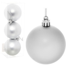 Новогодние шары 6 см (набор 3 шт) "Матовый", серебро