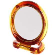 Зеркало настольное двухстороннее в пластиковой оправе "Янтарь" круг, подвесное d-9см (Стикер на минивложение12шт)