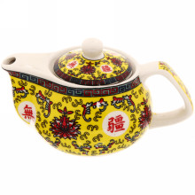 Чайник заварочный керамический 200мл с ситом "Китайские узоры" желтый
