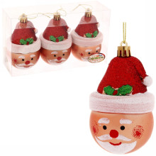 Ёлочные игрушки "Дед Мороз в колпаке" 10 см, (набор 3 шт)