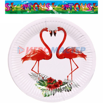 Тарелка бумажная 18 см в наборе 10 шт "Фламинго"
