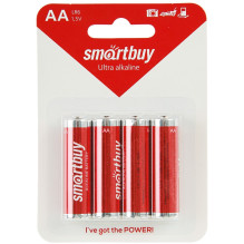 Батарейка алкалиновая SmartBuy LR06, тип АА (блистер 4шт)(12/120)
