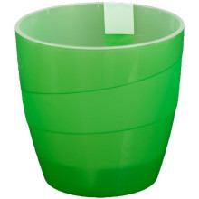 Кашпо для цветов пластиковое 2л d-15см "Грация" со вставкой прозрачно-зеленый