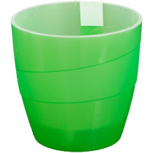 Кашпо для цветов пластиковое 2,8л d-17см "Грация" со вставкой прозрачно-зеленый