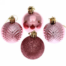 Новогодние шары 5 см (набор 4 шт) "Микс фактур", розовое золото