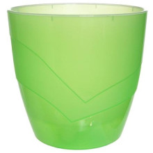 Кашпо для цветов пластиковое 1,2л d-13см "Грация" со вставкой прозрачно-зеленый