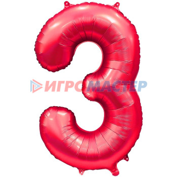 Шар фольгированный 32'/81см "Цифра 3" (красный)