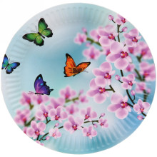 Тарелка бумажная 18 см в наборе 10 шт "Бабочки"
