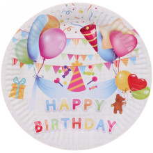 Тарелка бумажная 18 см в наборе 10 шт "День рождения" Шарики цветные