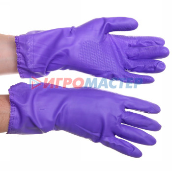 Перчатки пвх "Фантазия" фиолетовые 30см с флисовой подкладкой ДоброСад