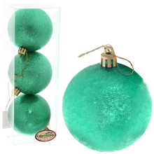 Новогодние шары 7см (набор 3шт) "Мягкий блеск", зеленый