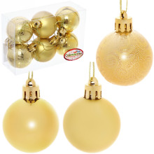 Новогодние шары 4 см (набор 6 шт) "Микс фактур", золотой