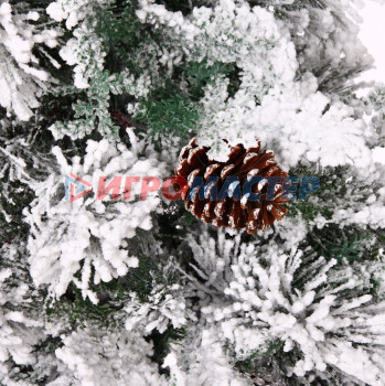 Ёлка "Кружевница" 210 см, ПВХ+Леска с шишками белая снежная посыпка (595 ветки)