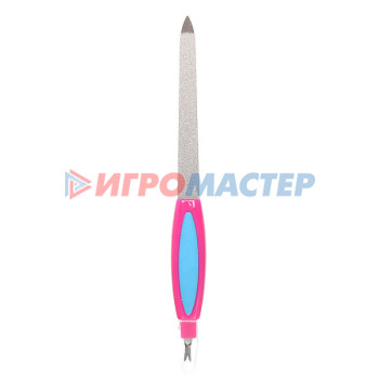 Пилка для ногтей металлическая с триммером на блистере "Ultramarine - Радуга", цвет ручки микс,16,5см