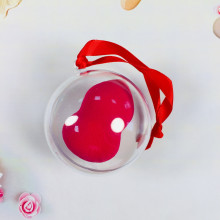 Спонж для контуринга в прозрачном шаре "Новогоднее чудо", цвет красный, красная лента бантик, d-7см (пакет с подвесом)