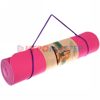Коврик для йоги 6мм 61*183 см "Гармония" 2х сторонний, розовый/св.розовый