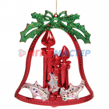 Украшение новогоднее "Колокольчик со свечами" 16,5*14,5 см, Красный