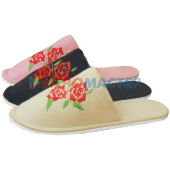 Домашняя обувь женская Тапочки домашние женские "Розы" верх флис, подклад бязь, р-р 40