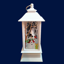 Сувенир с подсветкой "Снеговик в лесу" 12*5,5 см, белый (3хAG13)