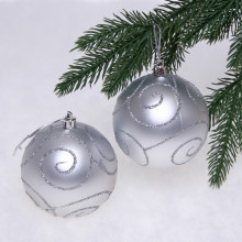 Новогодние шары 8 см (набор 2 шт) "Снежные узоры", Серебро