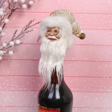 Украшение на бутылку "Дед Мороз" 15 см, золотой колпачок